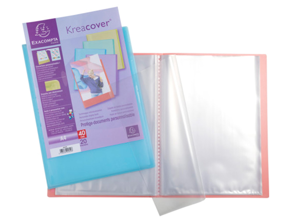 PORTE-DOCUMENTS EXACOMPTA KREACOVER A4 POLYPROPYLENE    60VUES ASSORTIMENT PASTEL