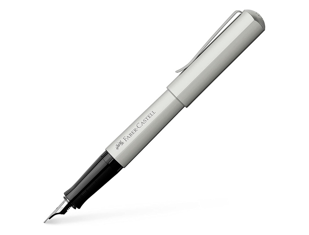 STYLO-PLUME FABER CASTELL HEXO POINTE MOYENNE EN ACIER INOXIDABLE ARGENT MAT