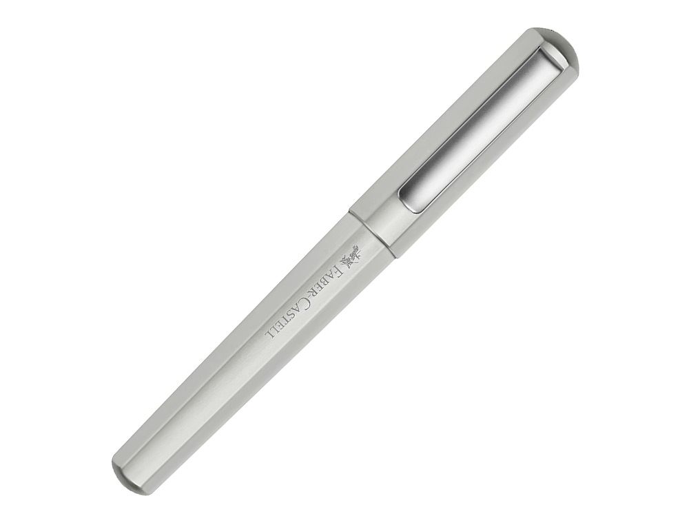 STYLO-PLUME FABER CASTELL HEXO POINTE MOYENNE EN ACIER INOXIDABLE ARGENT MAT