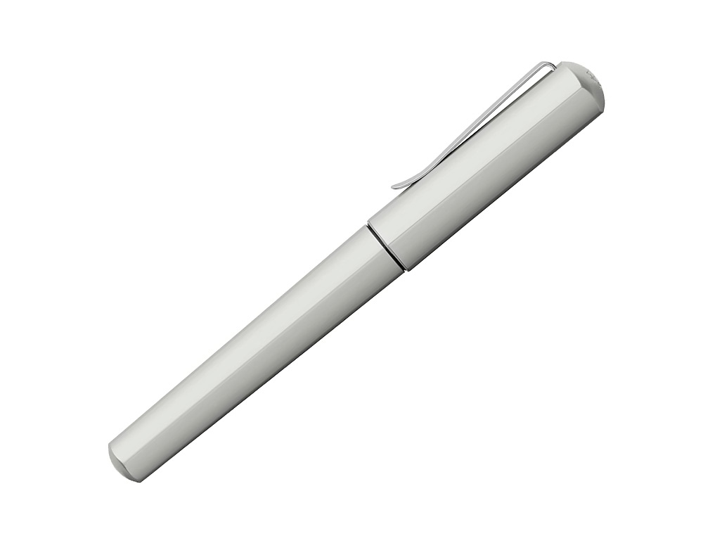 STYLO-PLUME FABER CASTELL HEXO POINTE MOYENNE EN ACIER INOXIDABLE ARGENT MAT