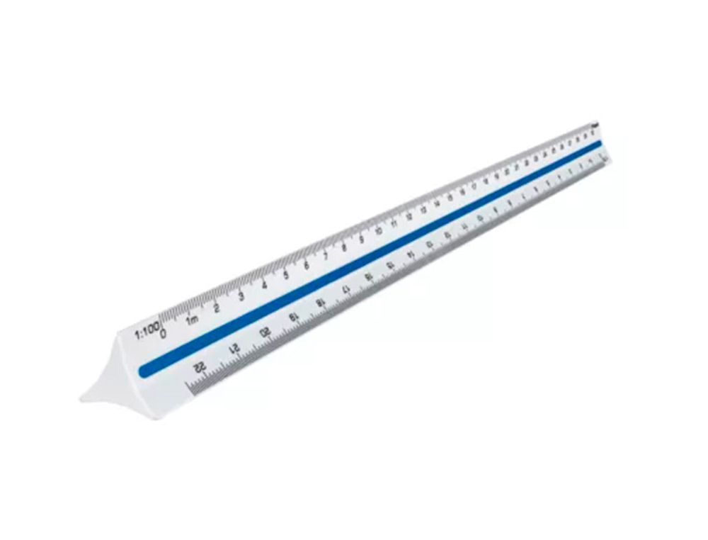 REGLE A ECHELLES MAPED ABS 1COULEUR SUR CHAQUE FACE ETUI DE PROTECTION 1/100 - 1/200 - 1/250 - 1/300 - 1/400 - 1/500