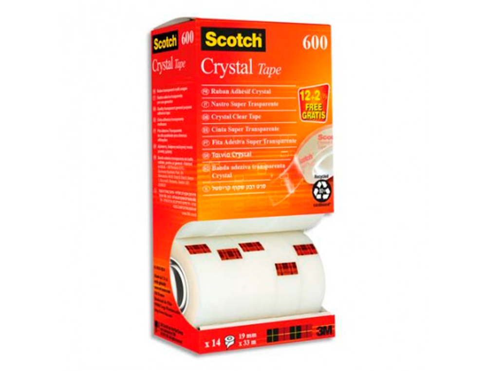 RUBAN ADHESIF SCOTCH CRISTAL MULTIPACK DE 14 ROULEAU 19MM X 33