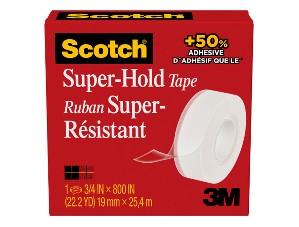 RUBAN ADHESIF SCOTCH SUPER HOLD 1 ROULEAU 19MM X 25,4M
