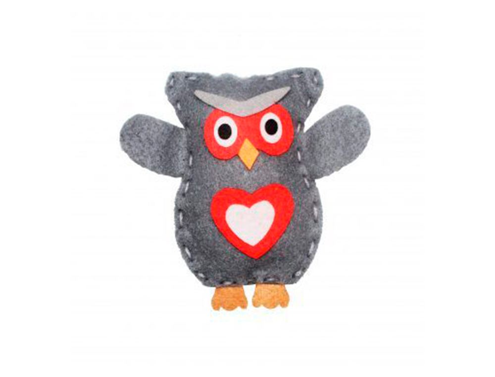 KIT FEUTRINE SODERTEX HIBOU OZZY A FABRIQUER 1 SACHET INDIVIDUELLE 2MM GRIS