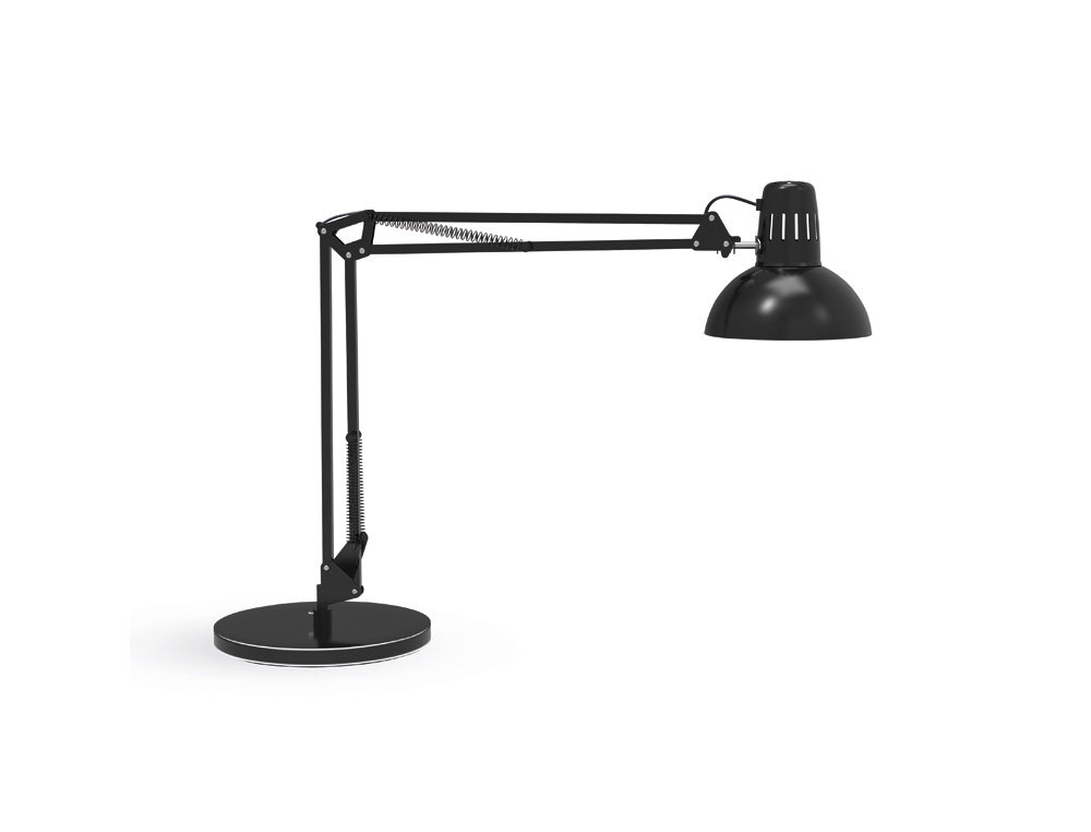 LUMINAIRE BUREAU MAUL STUDY SUR PINCE OU SOCLE TETE ET BRAS METAL HAUTEUR 44CM BRAS 35CM TETE DIAM. 17CM COLORIS NOIR
