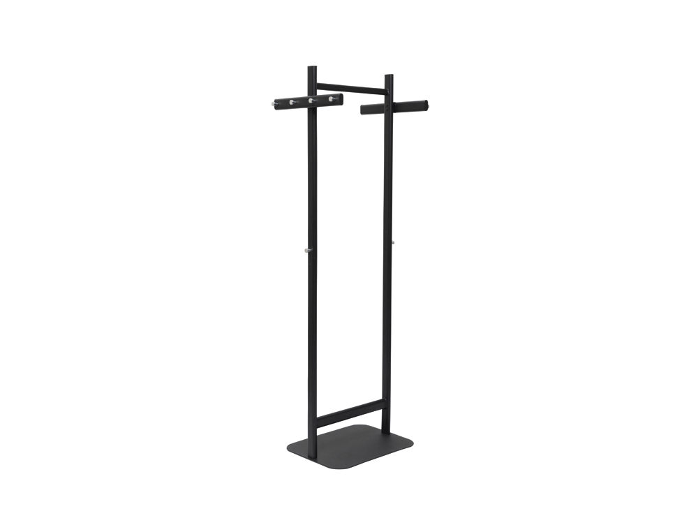 PORTE-MANTEAUX MAULSALSA VERTICAL METAL 8 CROCHETS HAUTEUR 1,72M BASE PIED 52X40CM COLORIS NOIR