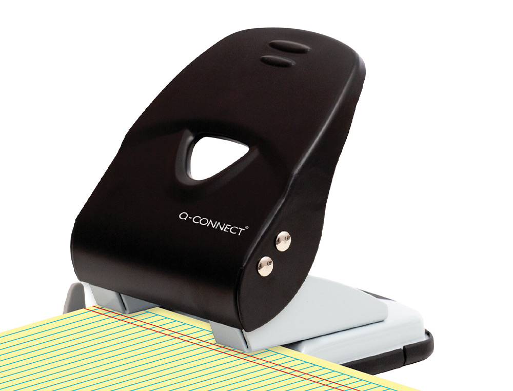 PERFORATEUR Q-CONNECT KF14221 2 TROUS OUVERTURE 4MM CAPACITE 40 FEUILLES COLORIS NOIR