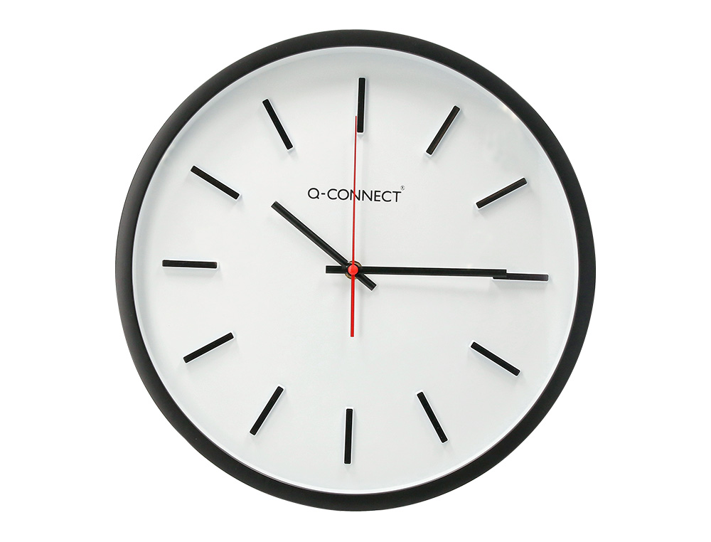 HORLOGE Q-CONNECT MURALE PLASTIQUE DIAMETRE 34,4CM     SILENCIEUX COLORIS NOIR
