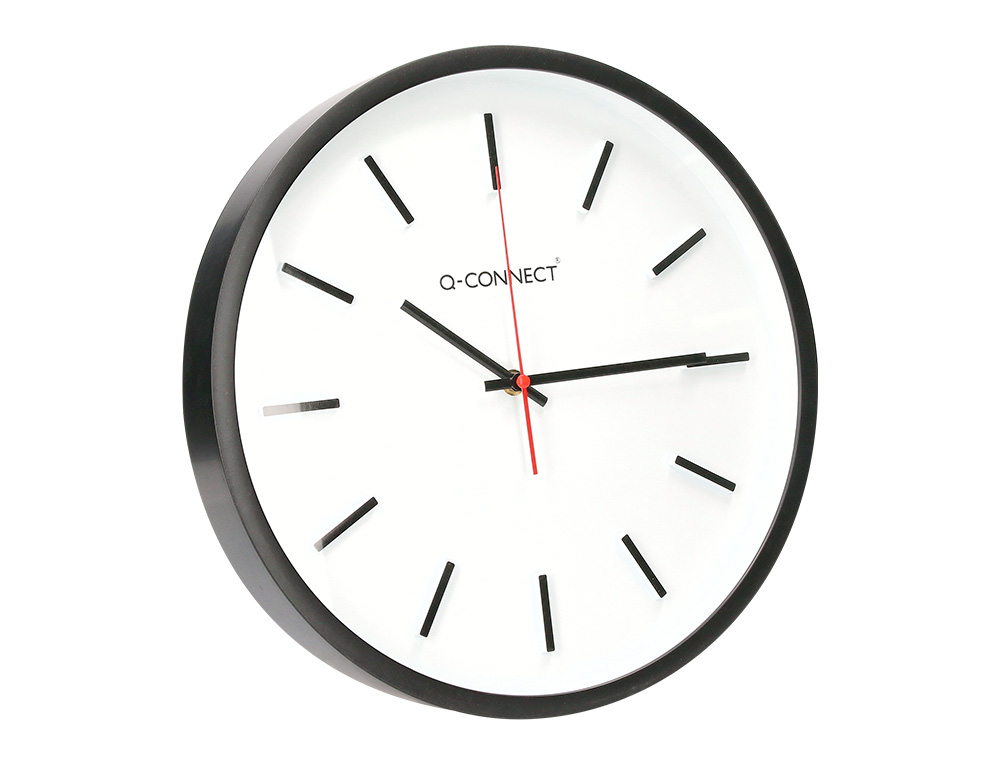 HORLOGE Q-CONNECT MURALE PLASTIQUE DIAMETRE 34,4CM     SILENCIEUX COLORIS NOIR