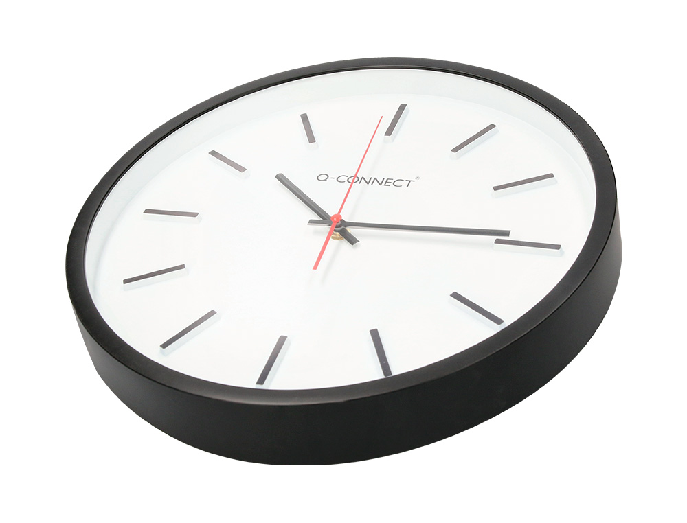 HORLOGE Q-CONNECT MURALE PLASTIQUE DIAMETRE 34,4CM     SILENCIEUX COLORIS NOIR