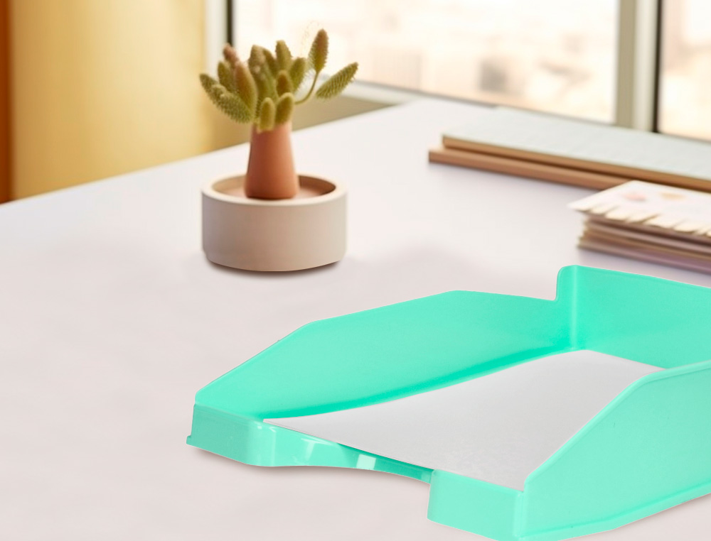 CORBEILLE A COURRIER Q-CONNECT PLASTIQUE           240X70X340MM COLORIS VERT     MENTHE OPAQUE