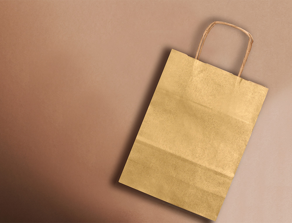 SAC PAPIER Q-CONNECT KRAFT LISSE XS ANSE TORSADEE        180X240X80MM COLORIS OR