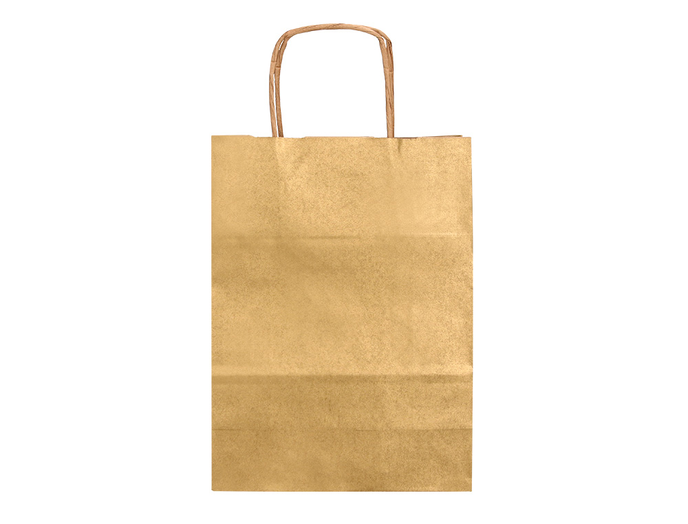 SAC PAPIER Q-CONNECT KRAFT LISSE XS ANSE TORSADEE        180X240X80MM COLORIS OR