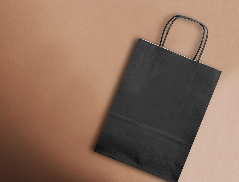 SAC PAPIER Q-CONNECT CELLULOSE XS ANSE TORSADEE    180X240X80MM COLORIS NOIR