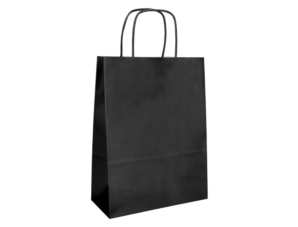 SAC PAPIER Q-CONNECT CELLULOSE XS ANSE TORSADEE    180X240X80MM COLORIS NOIR