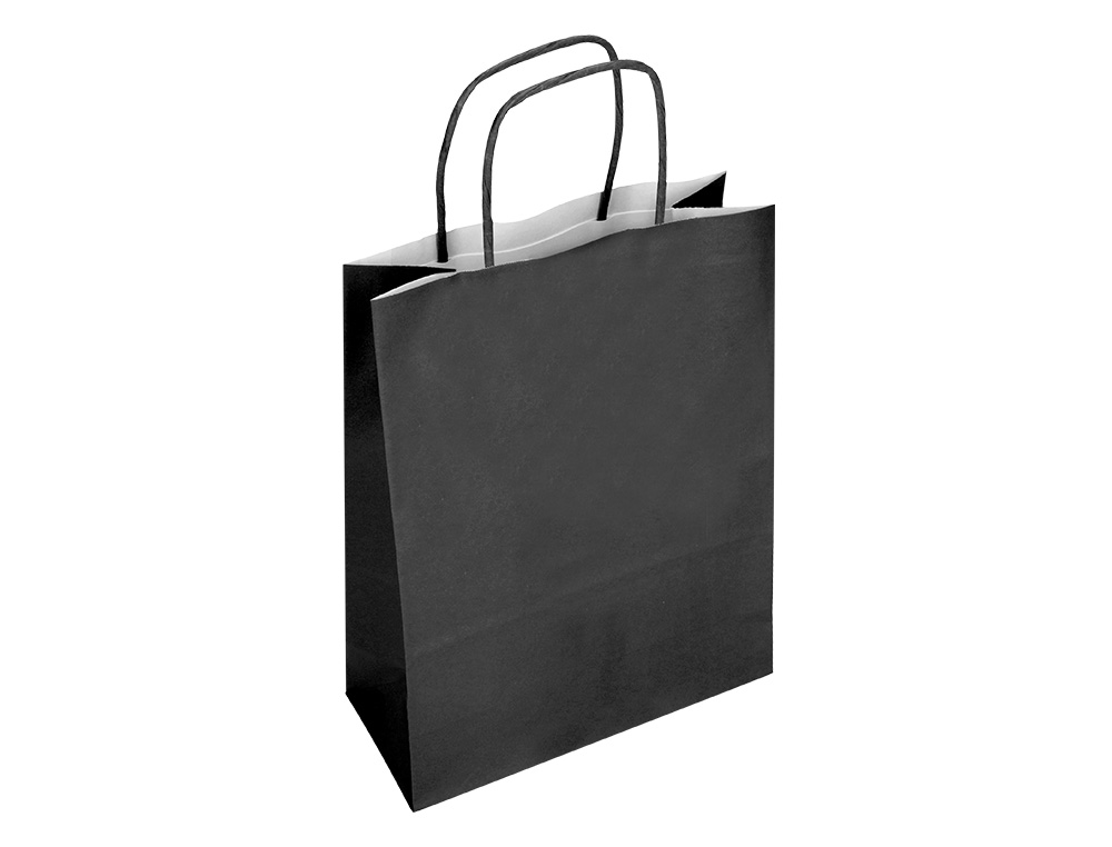 SAC PAPIER Q-CONNECT CELLULOSE XS ANSE TORSADEE    180X240X80MM COLORIS NOIR