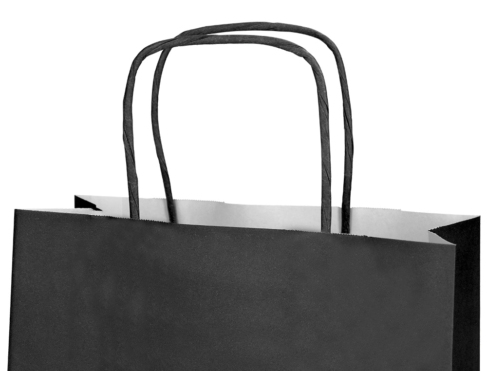 SAC PAPIER Q-CONNECT CELLULOSE XS ANSE TORSADEE    180X240X80MM COLORIS NOIR