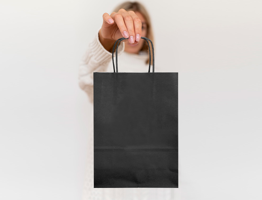 SAC PAPIER Q-CONNECT CELLULOSE XS ANSE TORSADEE    180X240X80MM COLORIS NOIR