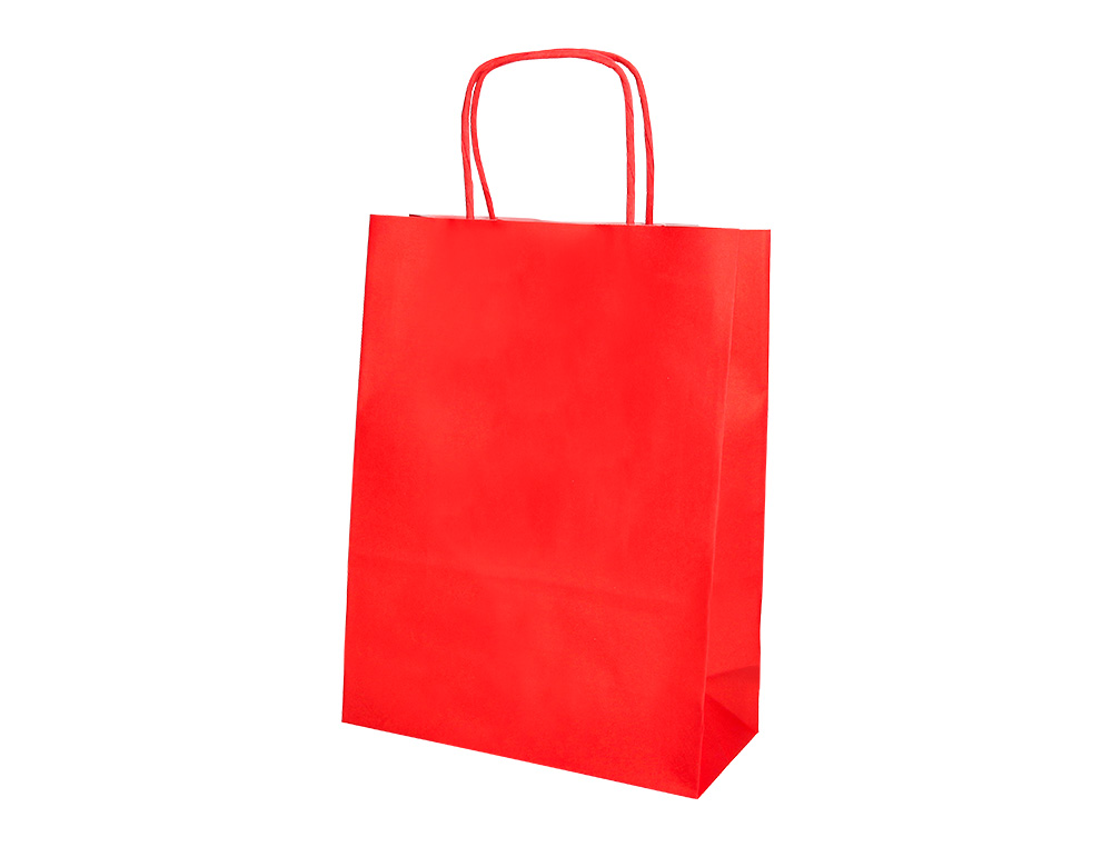 SAC PAPIER Q-CONNECT CELLULOSE S ANSE TORSADEE     240X320X10MM COLORIS ROUGE
