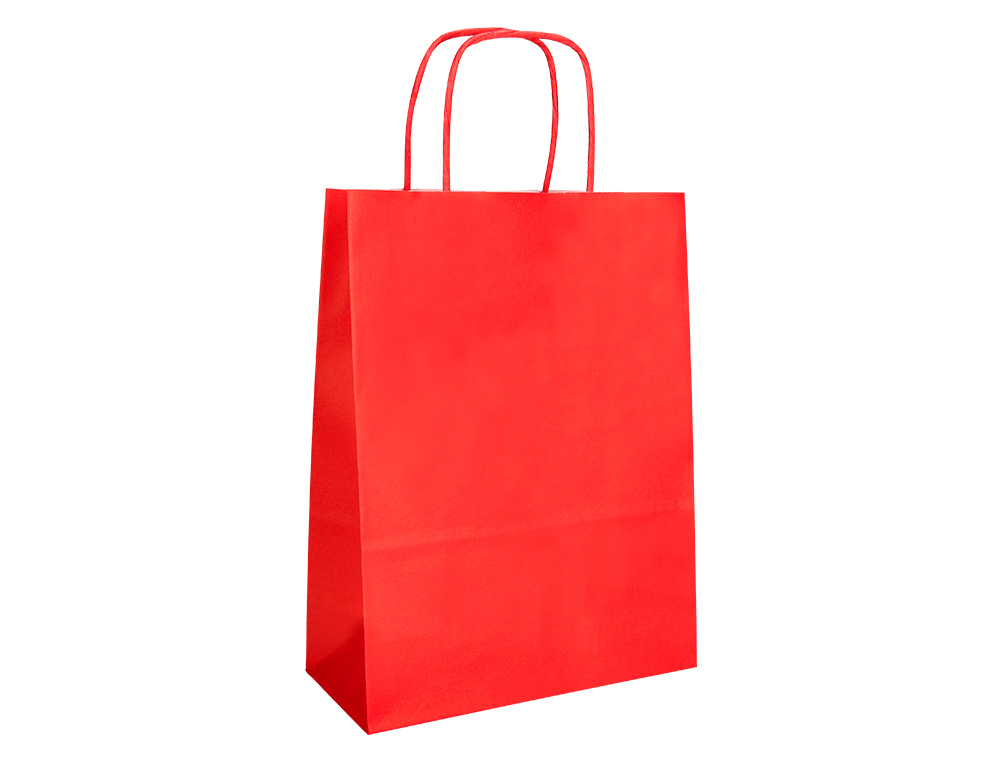 SAC PAPIER Q-CONNECT CELLULOSE S ANSE TORSADEE     240X320X10MM COLORIS ROUGE