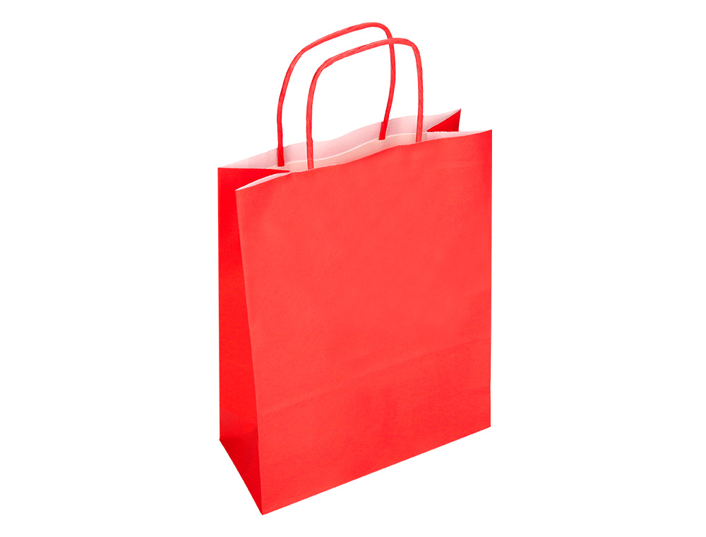 SAC PAPIER Q-CONNECT CELLULOSE S ANSE TORSADEE     240X320X10MM COLORIS ROUGE