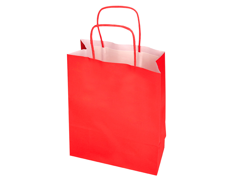 SAC PAPIER Q-CONNECT CELLULOSE S ANSE TORSADEE     240X320X10MM COLORIS ROUGE