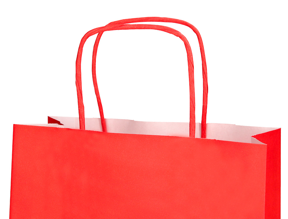 SAC PAPIER Q-CONNECT CELLULOSE S ANSE TORSADEE     240X320X10MM COLORIS ROUGE