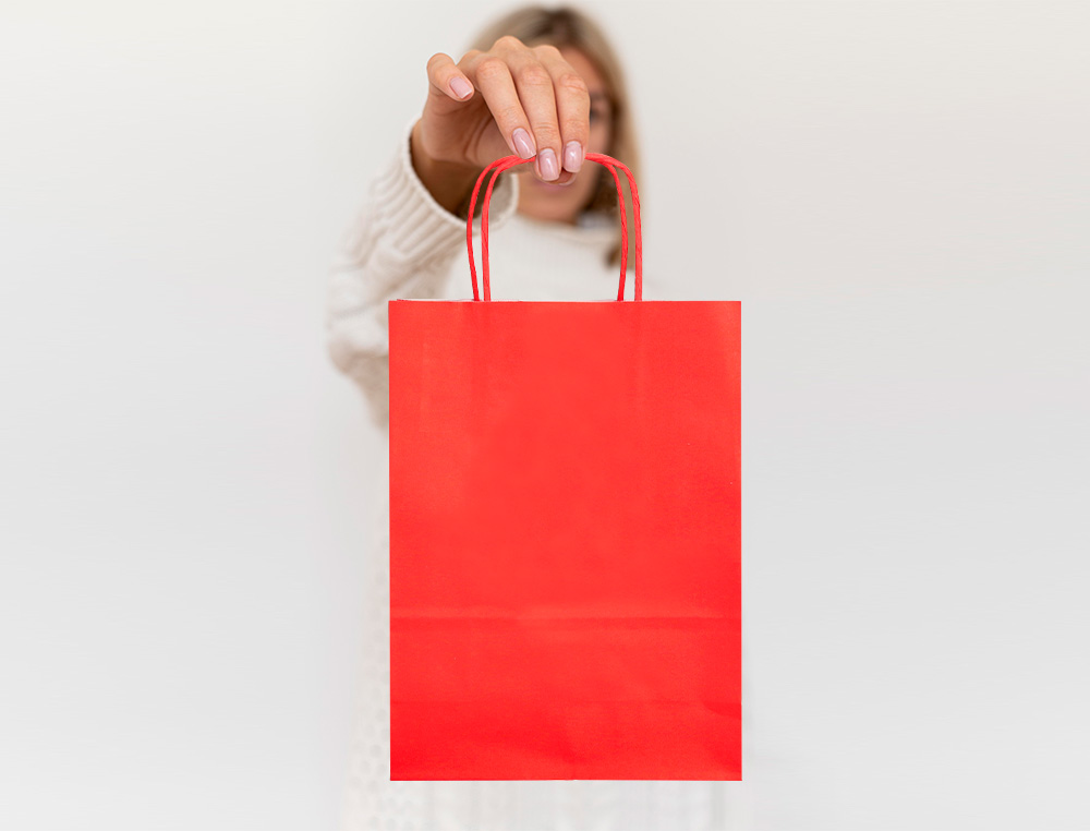SAC PAPIER Q-CONNECT CELLULOSE S ANSE TORSADEE     240X320X10MM COLORIS ROUGE