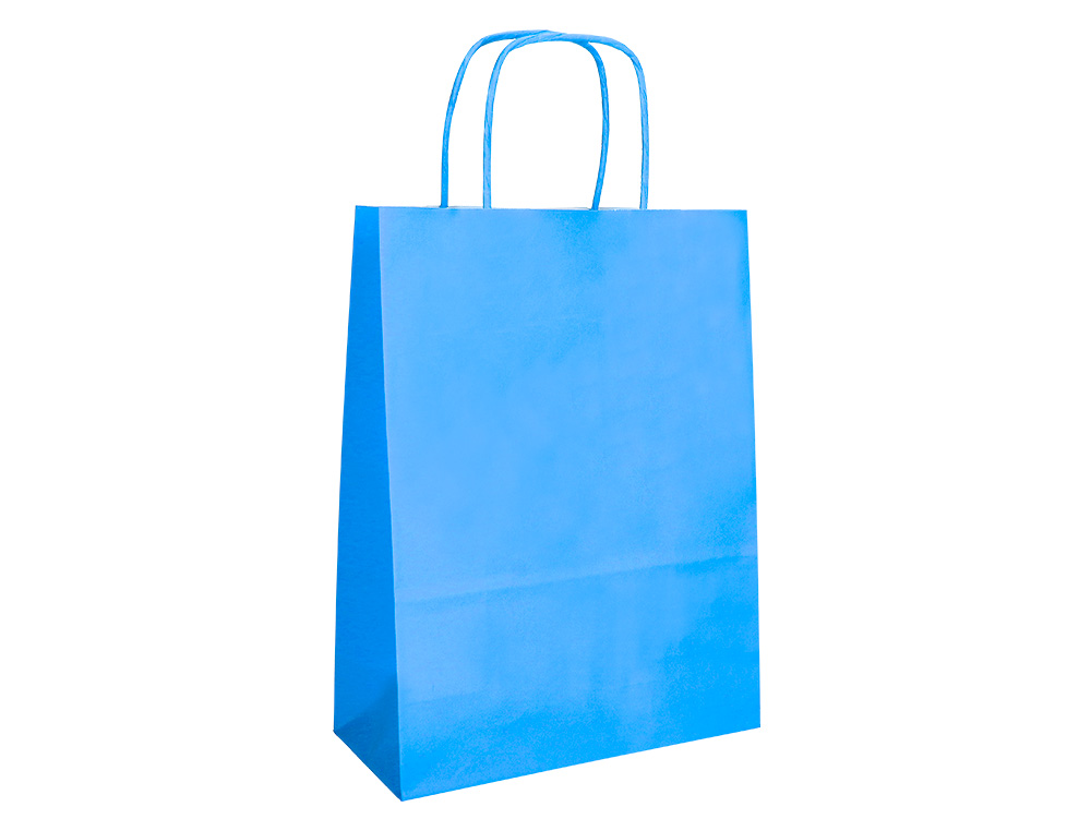 SAC PAPIER Q-CONNECT CELLULOSE S ANSE TORSADEE     240X320X10MM COLORIS BLEU     CIEL