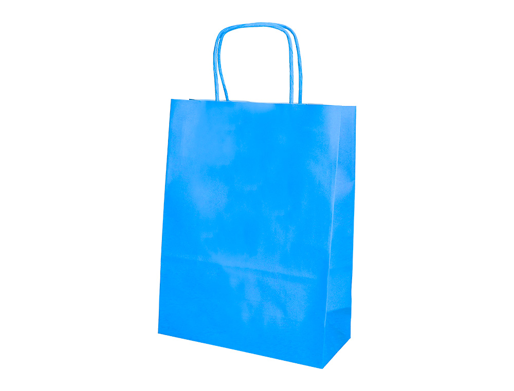 SAC PAPIER Q-CONNECT CELLULOSE S ANSE TORSADEE     240X320X10MM COLORIS BLEU     CIEL