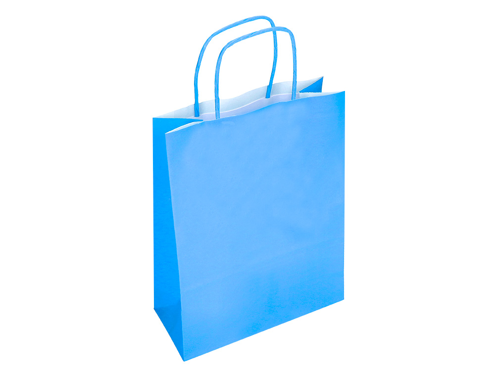 SAC PAPIER Q-CONNECT CELLULOSE S ANSE TORSADEE     240X320X10MM COLORIS BLEU     CIEL