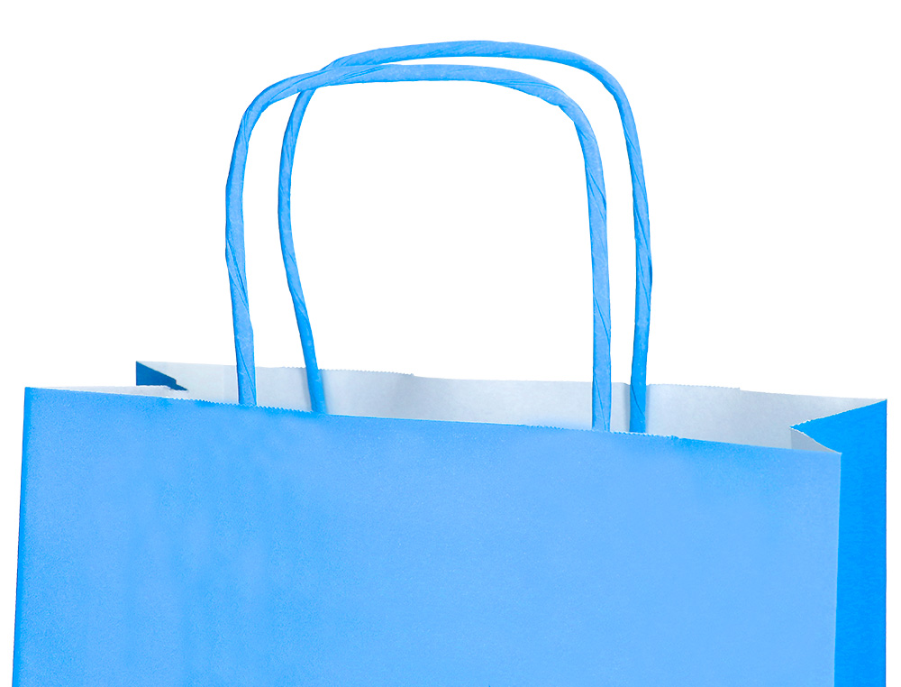 SAC PAPIER Q-CONNECT CELLULOSE S ANSE TORSADEE     240X320X10MM COLORIS BLEU     CIEL