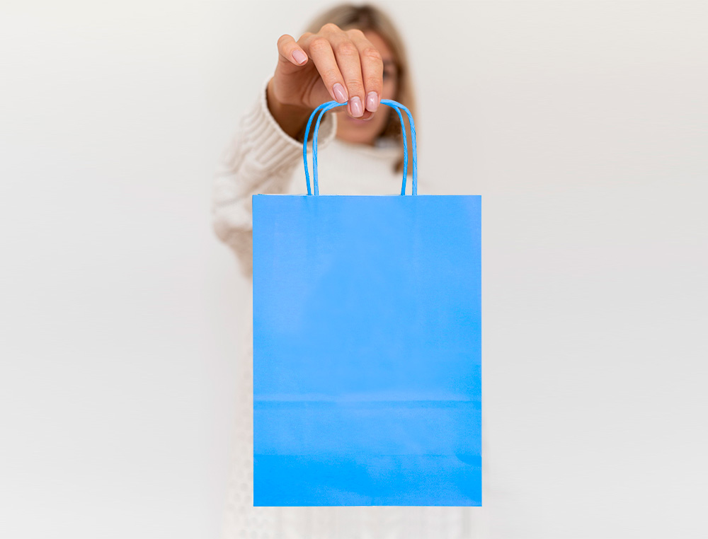SAC PAPIER Q-CONNECT CELLULOSE S ANSE TORSADEE     240X320X10MM COLORIS BLEU     CIEL