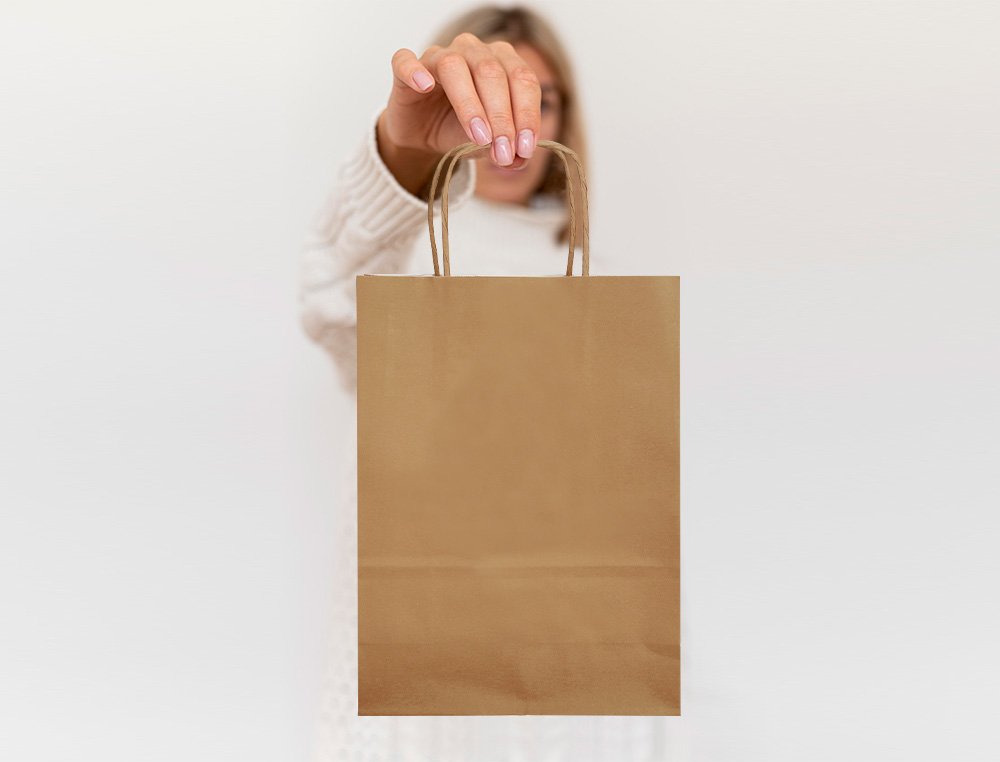 SAC PAPIER Q-CONNECT CELLULOSE NATUREL L ANSE      TORSADEE 320X400X14MM