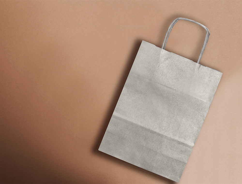 SAC PAPIER Q-CONNECT KRAFT L ANSE TORSADEE 320X400X14MM    COLORIS ARGENT