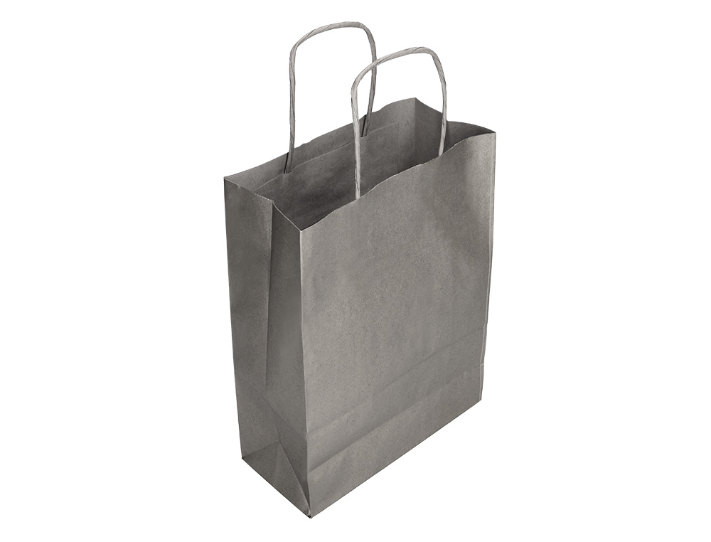 SAC PAPIER Q-CONNECT KRAFT L ANSE TORSADEE 320X400X14MM    COLORIS ARGENT