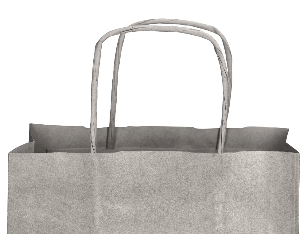 SAC PAPIER Q-CONNECT KRAFT L ANSE TORSADEE 320X400X14MM    COLORIS ARGENT