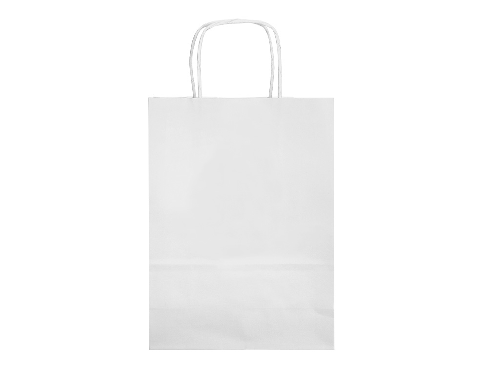 SAC PAPIER Q-CONNECT CELLULOSE L ANSE TORSADEE 320X400X14MM COLORIS BLANC
