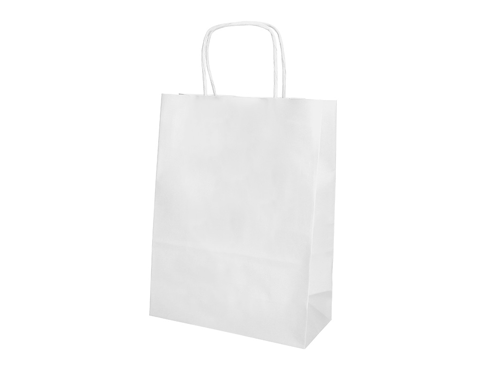 SAC PAPIER Q-CONNECT CELLULOSE L ANSE TORSADEE 320X400X14MM COLORIS BLANC