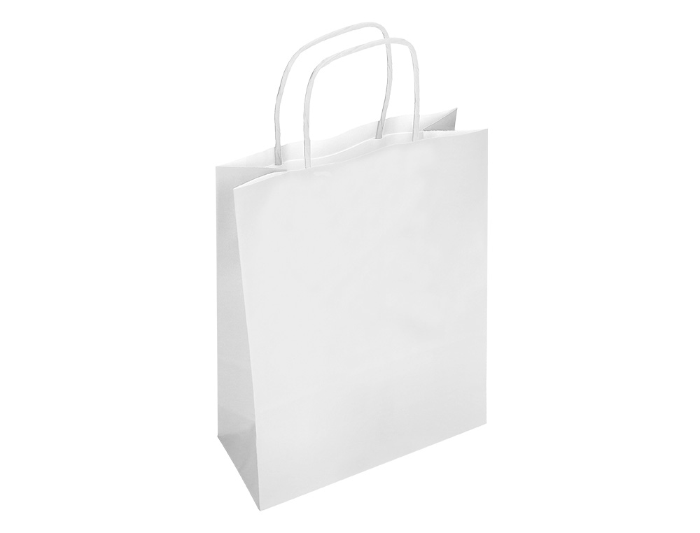 SAC PAPIER Q-CONNECT CELLULOSE L ANSE TORSADEE 320X400X14MM COLORIS BLANC