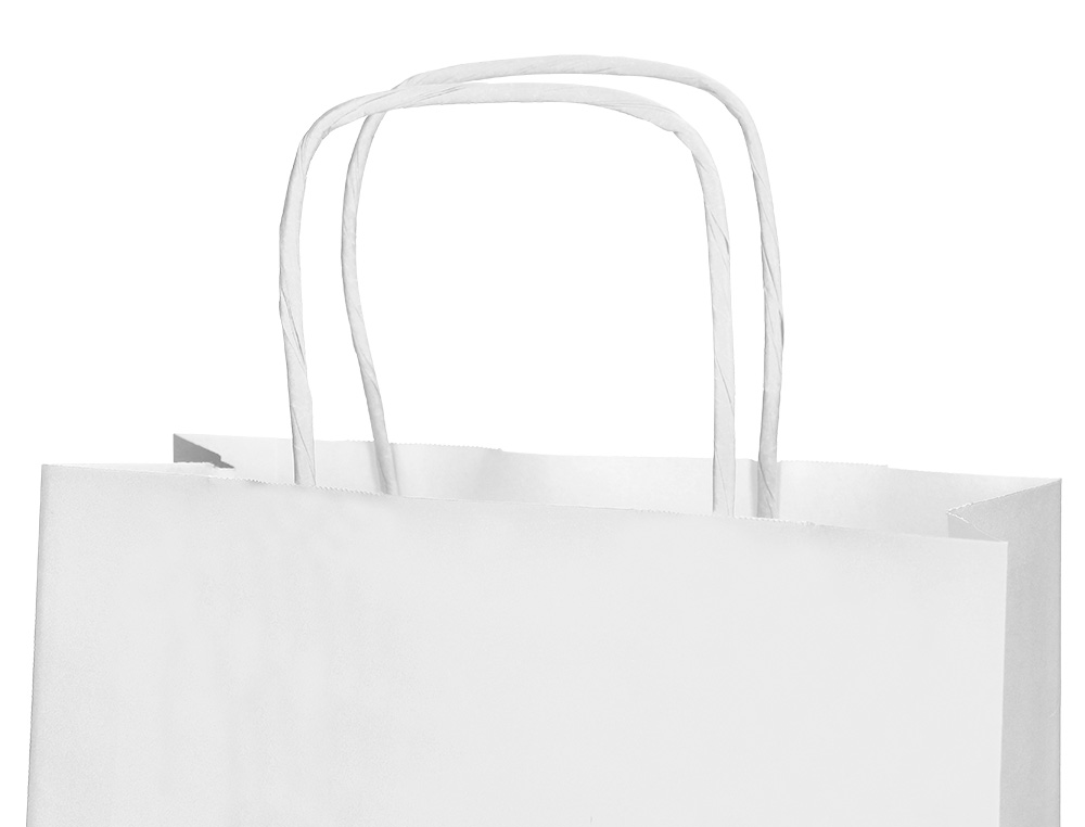 SAC PAPIER Q-CONNECT CELLULOSE L ANSE TORSADEE 320X400X14MM COLORIS BLANC