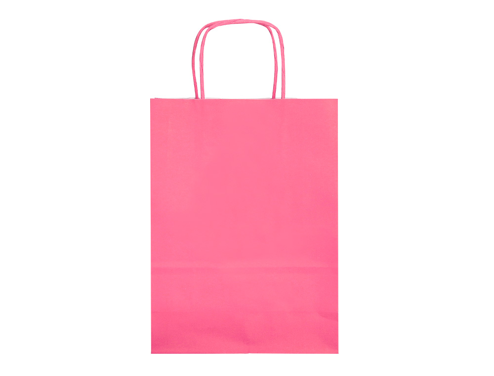 SAC PAPIER Q-CONNECT CELLULOSE L ANSE TORSADEE 320X400X14MM COLORIS ROSE