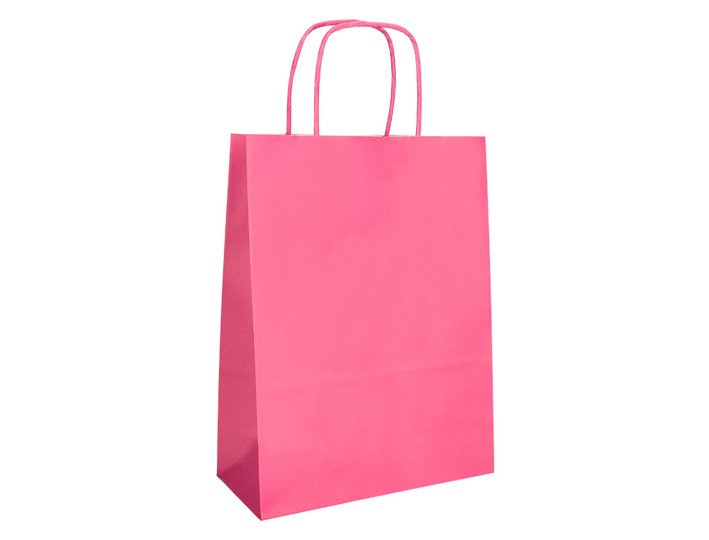 SAC PAPIER Q-CONNECT CELLULOSE L ANSE TORSADEE 320X400X14MM COLORIS ROSE