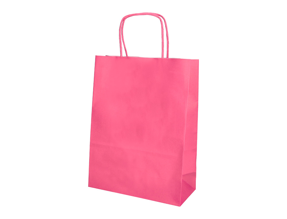 SAC PAPIER Q-CONNECT CELLULOSE L ANSE TORSADEE 320X400X14MM COLORIS ROSE