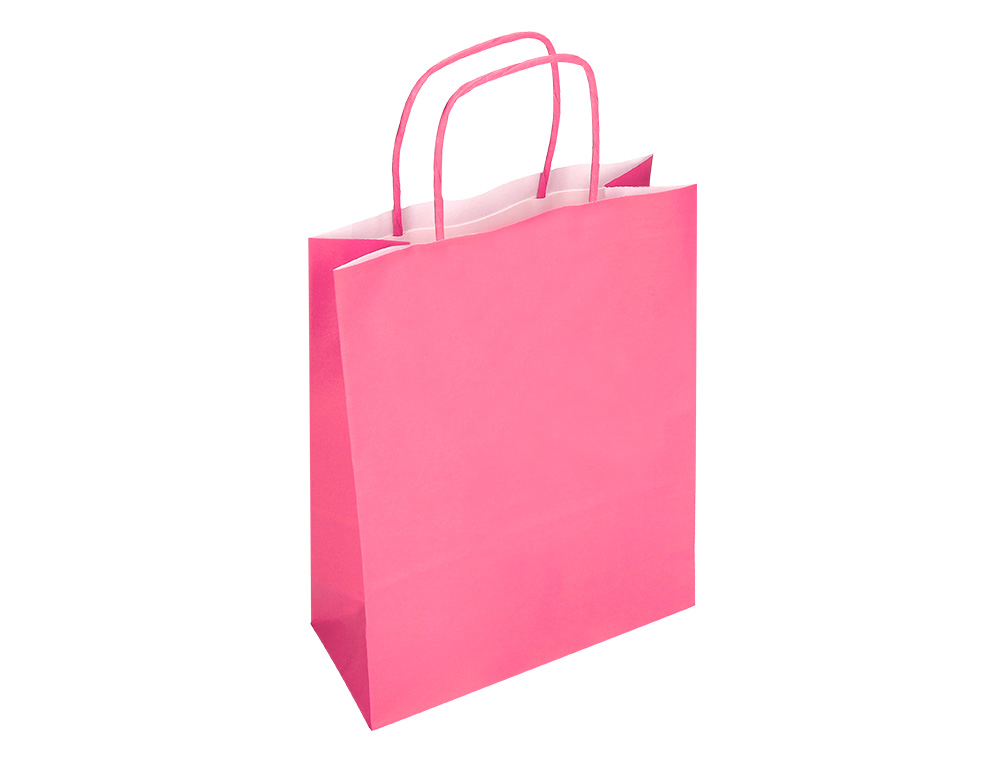 SAC PAPIER Q-CONNECT CELLULOSE L ANSE TORSADEE 320X400X14MM COLORIS ROSE