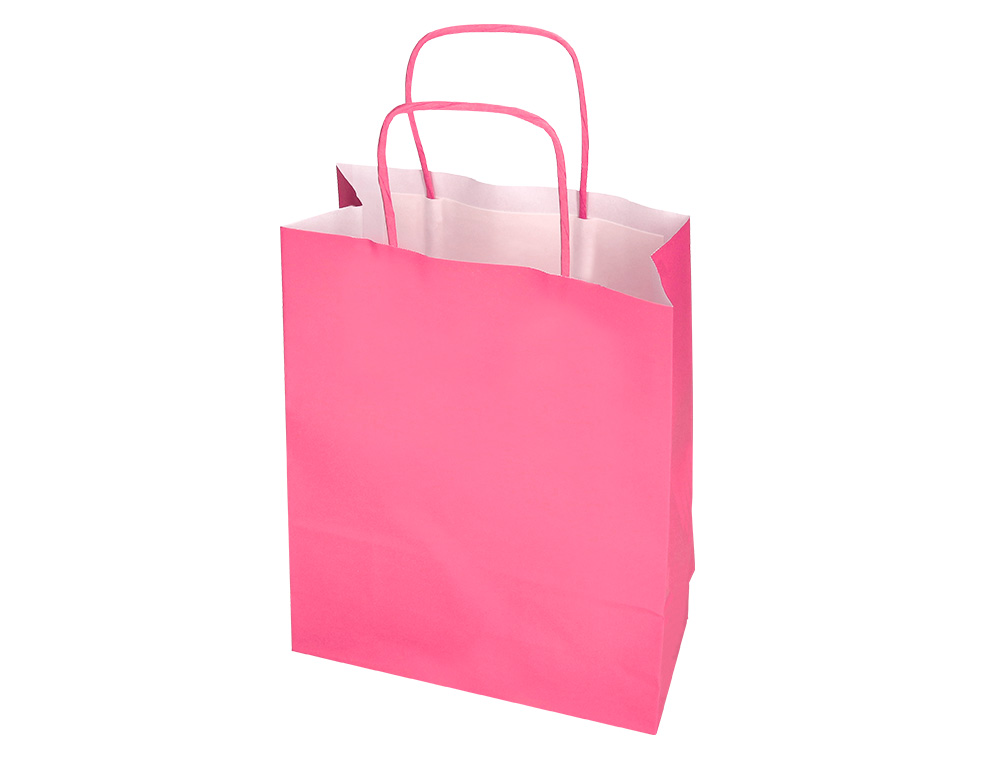 SAC PAPIER Q-CONNECT CELLULOSE L ANSE TORSADEE 320X400X14MM COLORIS ROSE