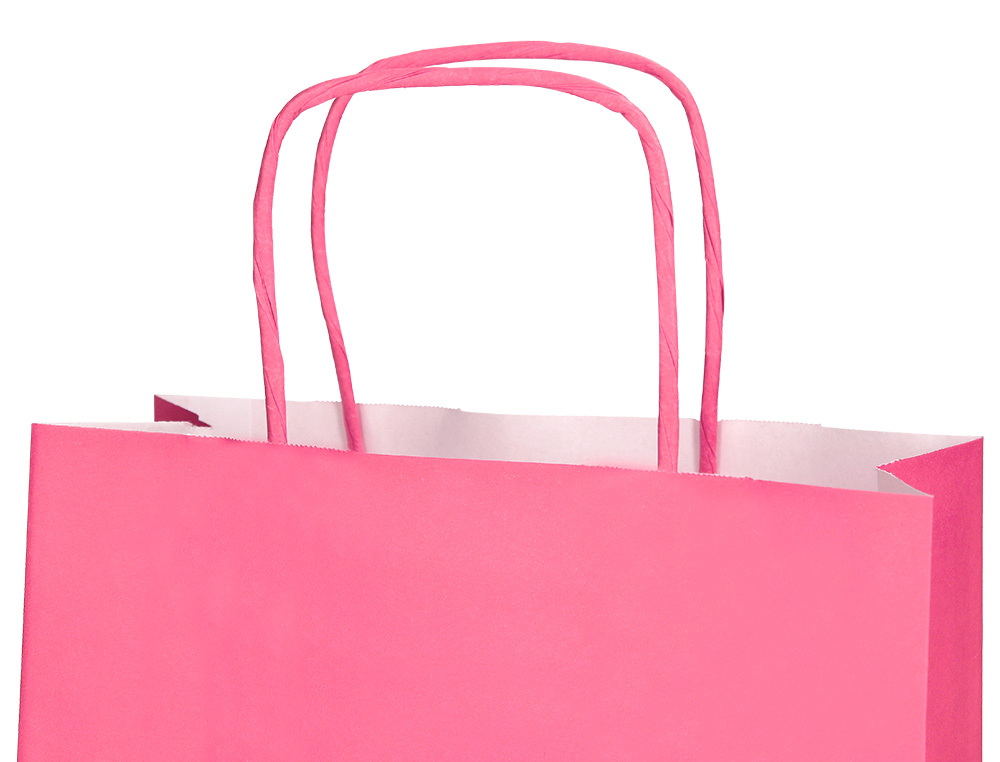 SAC PAPIER Q-CONNECT CELLULOSE L ANSE TORSADEE 320X400X14MM COLORIS ROSE
