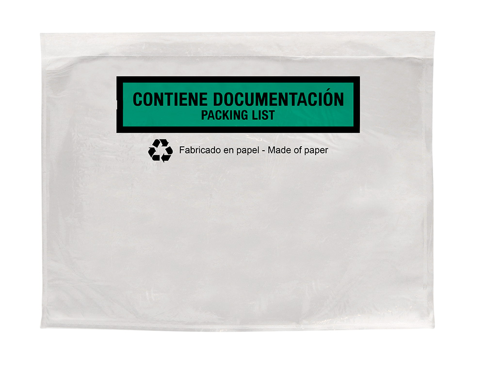 POCHETTE PORTE-DOCUMENTS Q-CONNECT 240X135MM AUTO-ADHESIVE EN PAPIER TEXTE ESPAGNOL ANGLAIS BOITE 100 UNITES