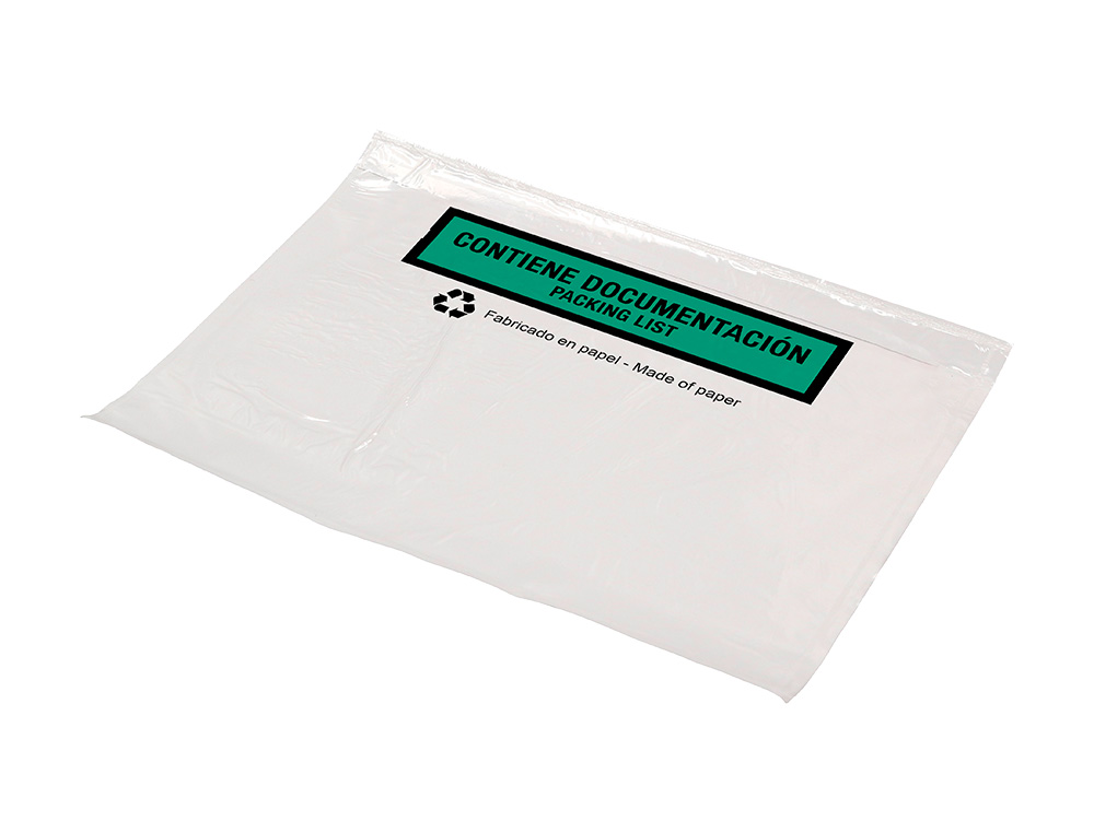POCHETTE PORTE-DOCUMENTS Q-CONNECT 240X135MM AUTO-ADHESIVE EN PAPIER TEXTE ESPAGNOL ANGLAIS BOITE 100 UNITES