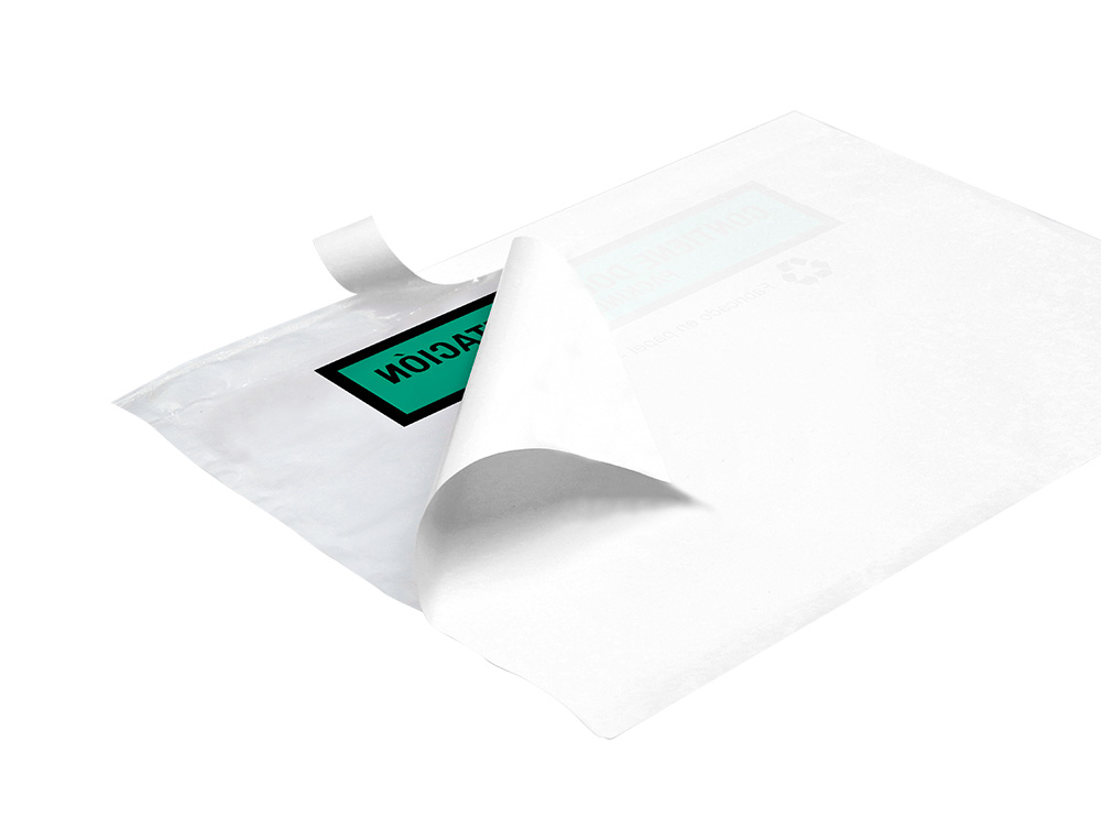 POCHETTE PORTE-DOCUMENTS Q-CONNECT 240X135MM AUTO-ADHESIVE EN PAPIER TEXTE ESPAGNOL ANGLAIS BOITE 100 UNITES